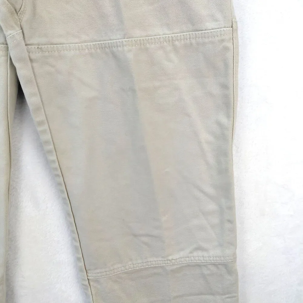 Eddie Bauer Ranger Jean Men 34x32 Beige Double Knee Canvas Heavyweight Work Pant